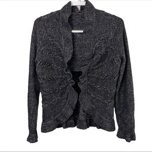 Escada Ruffle Front Ribbon Tie Cardigan Sweater